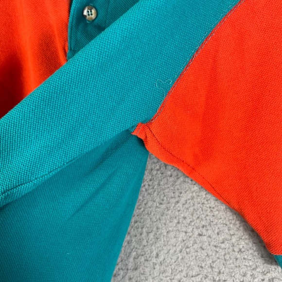Vintage 90s The Game Miami Dolphins Split Polo Medium NFL Logo Shirt Teal Orange - Picture 15 of 15